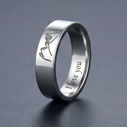 PROMISE RING - Steel - Pure Stainless Steel Men’s Steel-Plated Ring (Size : 26) - THE MEN THING