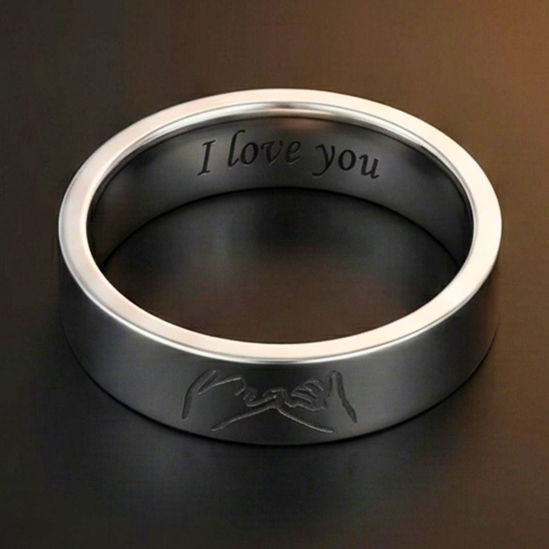 PROMISE RING - Steel - Pure Stainless Steel Men’s Steel-Plated Ring (Size : 26) - THE MEN THING