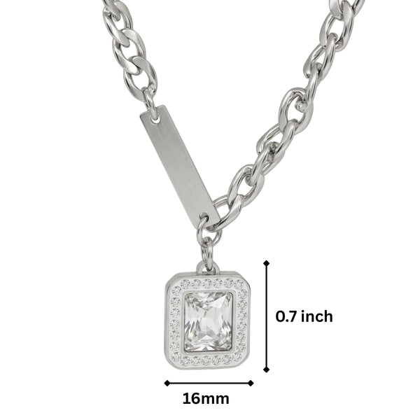 PRYXON - 16mm Titanium Steel Pendant with 22 to 24inch Adjustable Cable 7mm Chain for Men & Boys