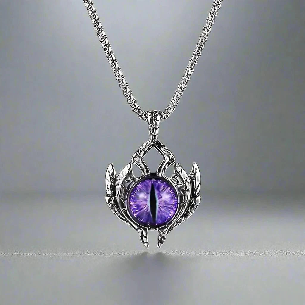 PURPLE-EYE - Alloy Pendant with Stainless Steel 24inch Round Box Chain for Men & Boy - THE MEN THING