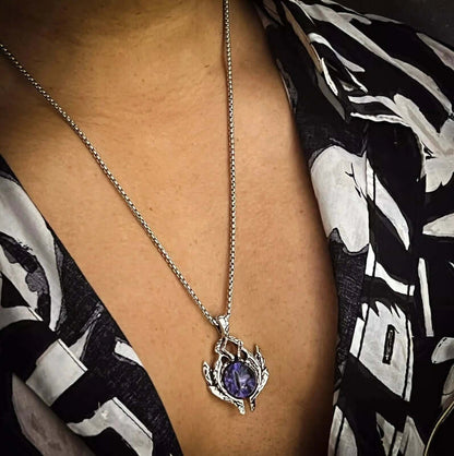 PURPLE-EYE - Alloy Pendant with Stainless Steel 24inch Round Box Chain for Men & Boy - THE MEN THING