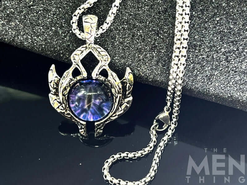 PURPLE-EYE - Alloy Pendant with Stainless Steel 24inch Round Box Chain for Men & Boy - THE MEN THING