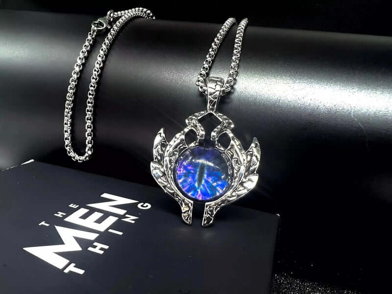 PURPLE-EYE - Alloy Pendant with Stainless Steel 24inch Round Box Chain for Men & Boy - THE MEN THING