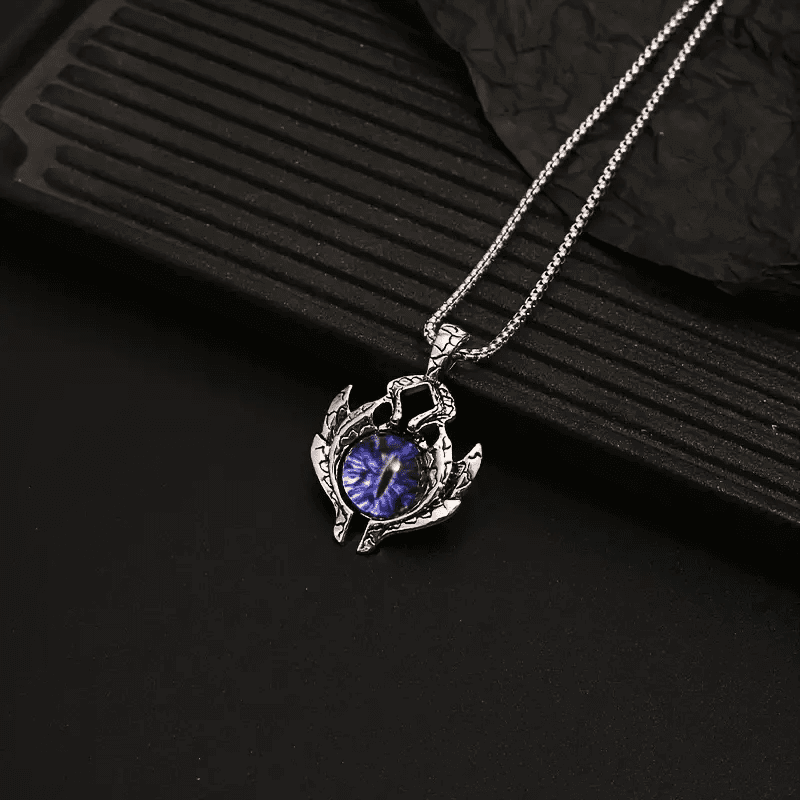 PURPLE-EYE PROTECT (T)  - Pure Titanium Steel Pendant with Stainless Steel 24inch Round Box Chain, European trending Style for Men & Boy - THE MEN THING