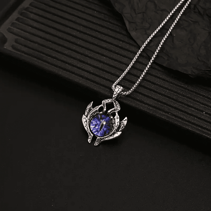 PURPLE-EYE PROTECT (T)  - Pure Titanium Steel Pendant with Stainless Steel 24inch Round Box Chain, European trending Style for Men & Boy - THE MEN THING