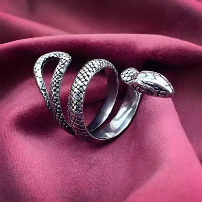 PYTHON RING - Pure Stainless Steel Men’s Steel-Plated Ring – Statement Luxury Jewelry (Size : 22) - THE MEN THING