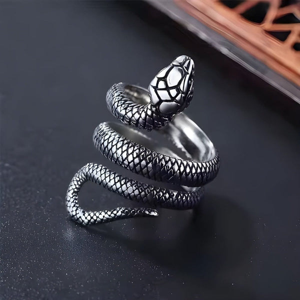 PYTHON RING - Pure Stainless Steel Men’s Steel-Plated Ring – Statement Luxury Jewelry (Size : 22)