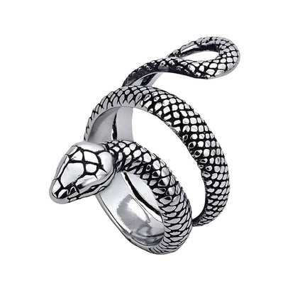 PYTHON RING - Pure Stainless Steel Men’s Steel-Plated Ring – Statement Luxury Jewelry (Size : 22) - THE MEN THING