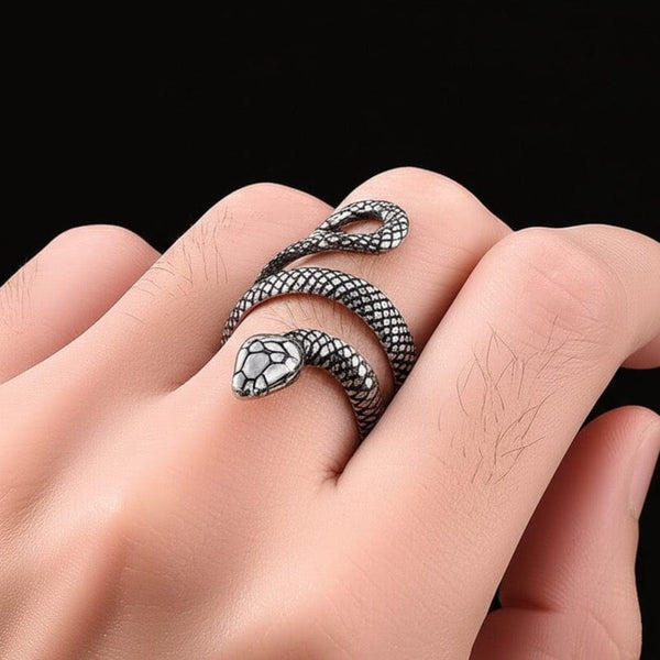 PYTHON RING - Pure Stainless Steel Men’s Steel-Plated Ring – Statement Luxury Jewelry (Size : 22)