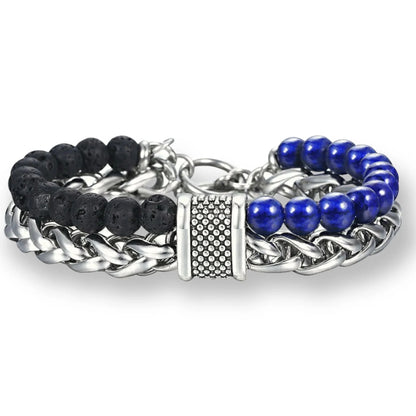 Beadfusion Blue - Natural Beads Bracelet For Men Become Money Magnet Volcanic Stone Colorful 7