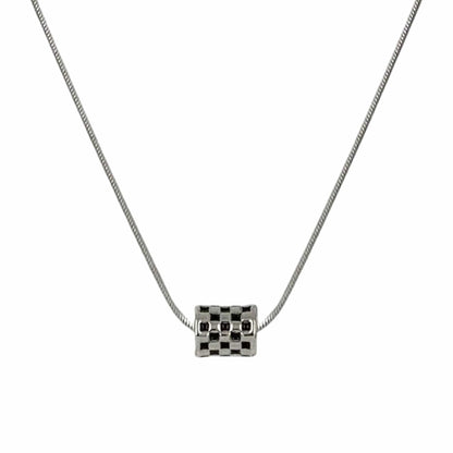 RACER CHECK - 10mm Pure Titanium Steel Pendant with 19inch Snake 3mm Chain for Men & Boys — SS Pendant/ Necklace for Men | THE MEN THING