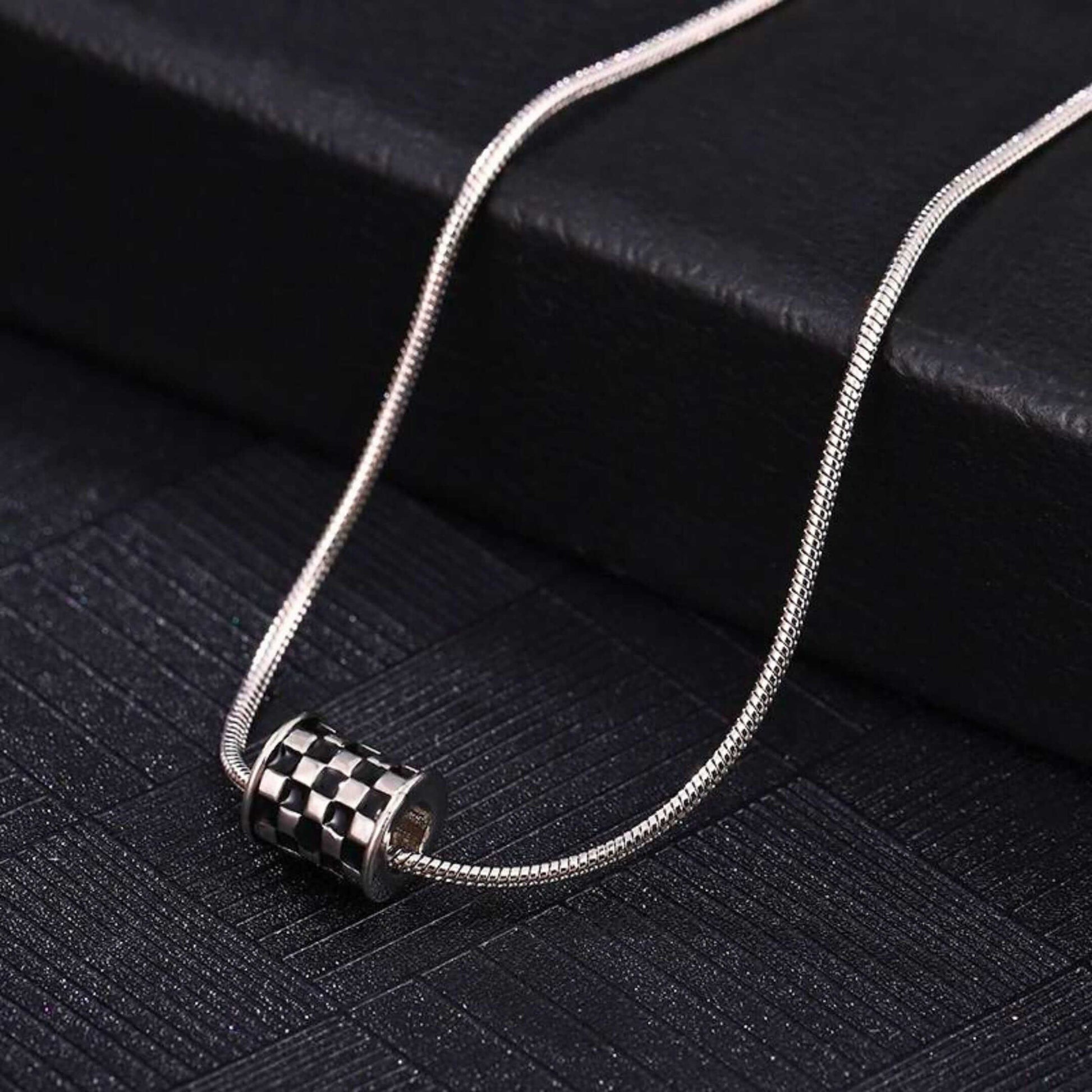 RACER CHECK - 10mm Pure Titanium Steel Pendant with 19inch Snake 3mm Chain for Men & Boys — SS Pendant/ Necklace for Men | THE MEN THING