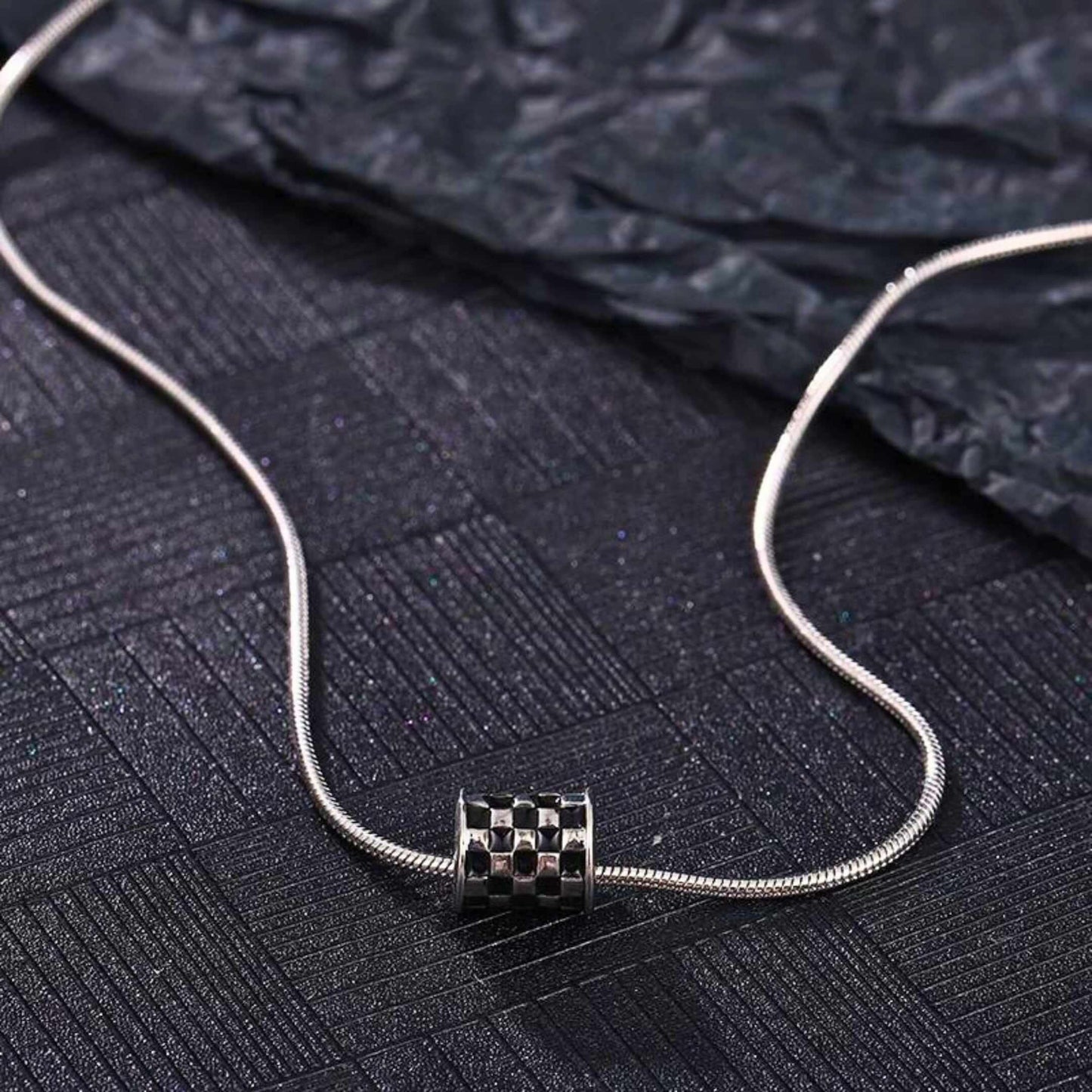 RACER CHECK - 10mm Pure Titanium Steel Pendant with 19inch Snake 3mm Chain for Men & Boys — SS Pendant/ Necklace for Men | THE MEN THING