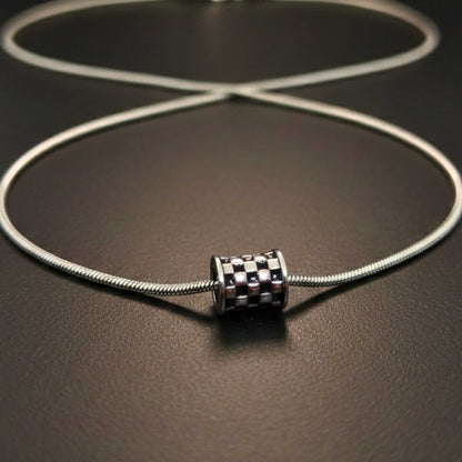 RACER CHECK - 10mm Pure Titanium Steel Pendant with 19inch Snake 3mm Chain for Men & Boys — SS Pendant/ Necklace for Men | THE MEN THING