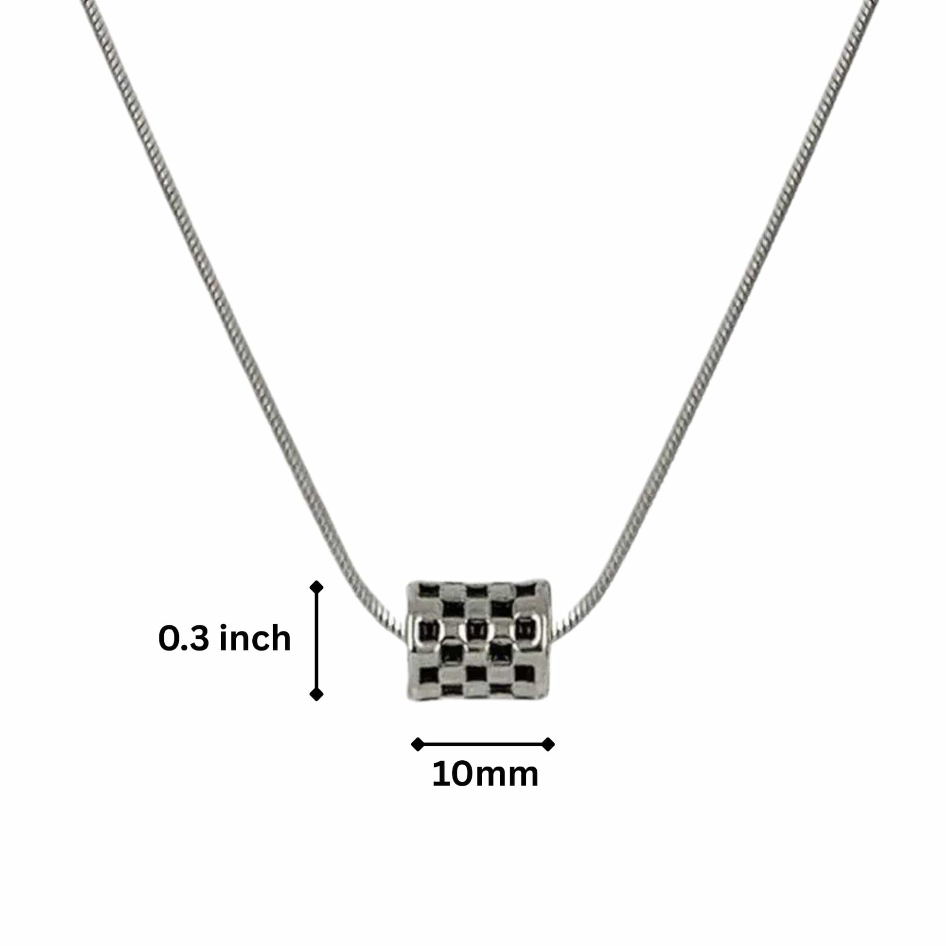 RACER CHECK - 10mm Pure Titanium Steel Pendant with 19inch Snake 3mm Chain for Men & Boys — SS Pendant/ Necklace for Men | THE MEN THING