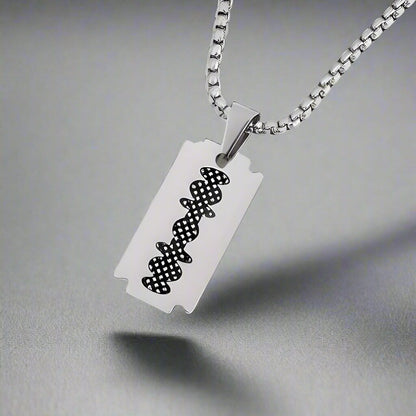 RAZOR BLADE - Pure Titanium Steel Pendant with 24inch Round Box Chain for Men & Boys - THE MEN THING