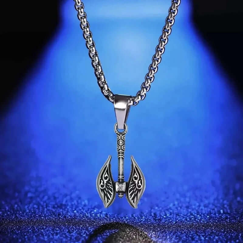 REALM AXE - Alloy Patterned Axe Pendant with Pure Stainless Steel  24inch Round Box, European trending Style for Men & Boy - THE MEN THING