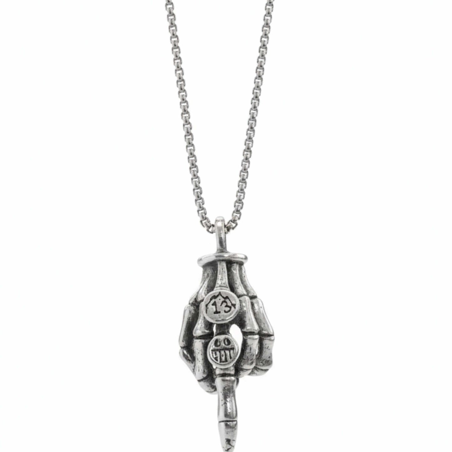 REBEL 13 – SKELETON - 23mm Pure Titanium Steel Pendant with 23inch Round Box 2mm Chain for Men & Boys — SS Pendant/ Necklace for Men | THE MEN THING