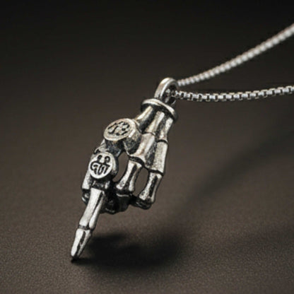 REBEL 13 – SKELETON - 23mm Pure Titanium Steel Pendant with 23inch Round Box 2mm Chain for Men & Boys — SS Pendant/ Necklace for Men | THE MEN THING