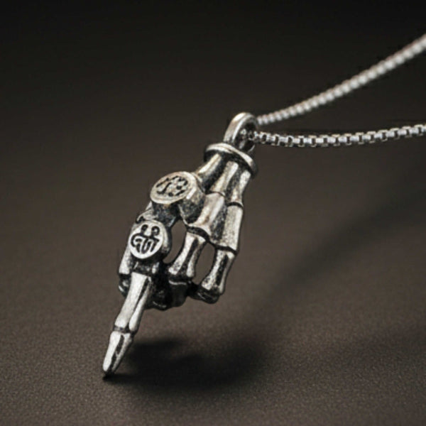 REBEL 13 – SKELETON - 23mm Pure Titanium Steel Pendant with 23inch Round Box 2mm Chain for Men & Boys
