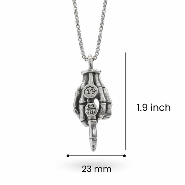 REBEL 13 – SKELETON - 23mm Pure Titanium Steel Pendant with 23inch Round Box 2mm Chain for Men & Boys