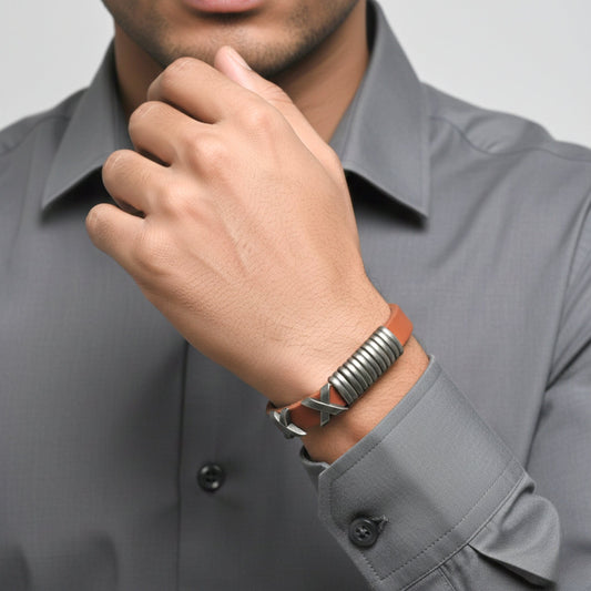 REBEL RUSTX - 10mm Brown Genuine Leather Adjustable Bracelet for Men & Boys (9.8 inch) - THE MEN THING