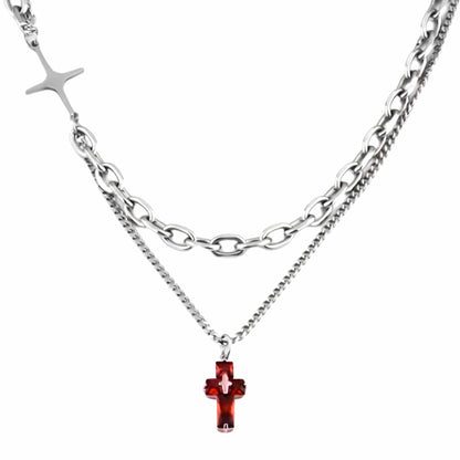 RED HALO CROSS - 16mm Titanium Steel Pendant with 20inch Chain for Men & Boys - THE MEN THING