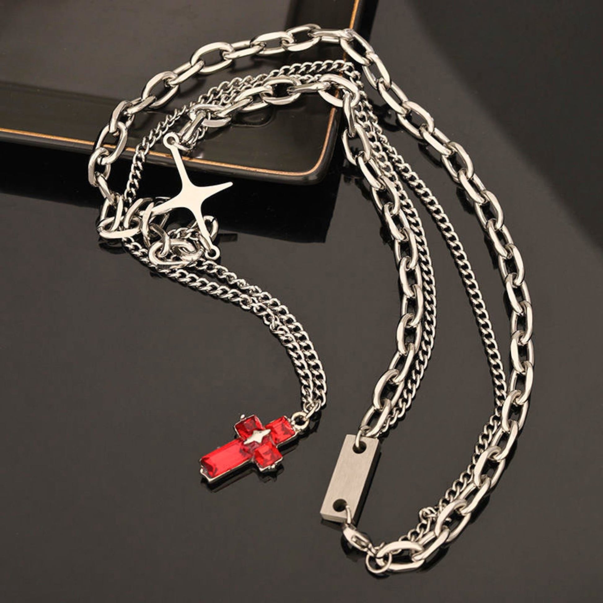 RED HALO CROSS - 16mm Titanium Steel Pendant with 20inch Chain for Men & Boys - THE MEN THING