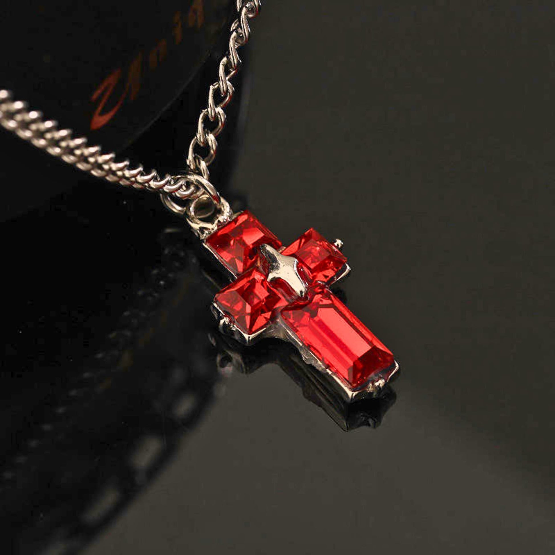 RED HALO CROSS - 16mm Titanium Steel Pendant with 20inch Chain for Men & Boys - THE MEN THING