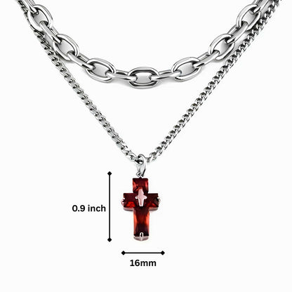 RED HALO CROSS - 16mm Titanium Steel Pendant with 20inch Chain for Men & Boys - THE MEN THING
