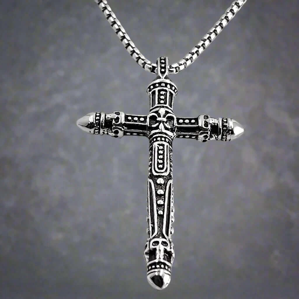 RED INDIAN CROSS - Alloy Pendant with Pure Stainless Steel 24inch Round Box Chain , Milan trending Style for Men & Boy - THE MEN THING