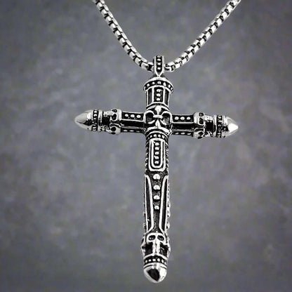 RED INDIAN CROSS - Alloy Pendant with Pure Stainless Steel 24inch Round Box Chain , Milan trending Style for Men & Boy - THE MEN THING