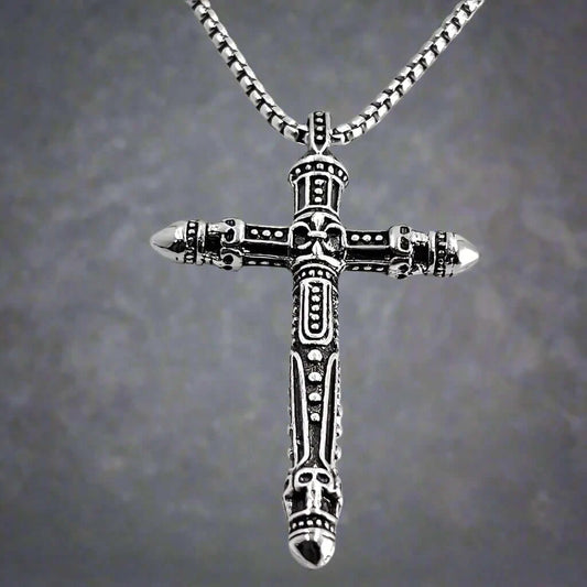 RED INDIAN CROSS - Alloy Pendant with Pure Stainless Steel 24inch Round Box Chain , Milan trending Style for Men & Boy - THE MEN THING