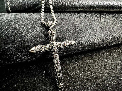 RED INDIAN CROSS - Alloy Pendant with Pure Stainless Steel 24inch Round Box Chain , Milan trending Style for Men & Boy - THE MEN THING