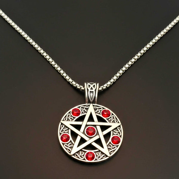 RED PENTAGRAM STAR - 31mm Pure Titanium Steel Pendant with 23inch Round Box 4mm Chain for Men & Boys