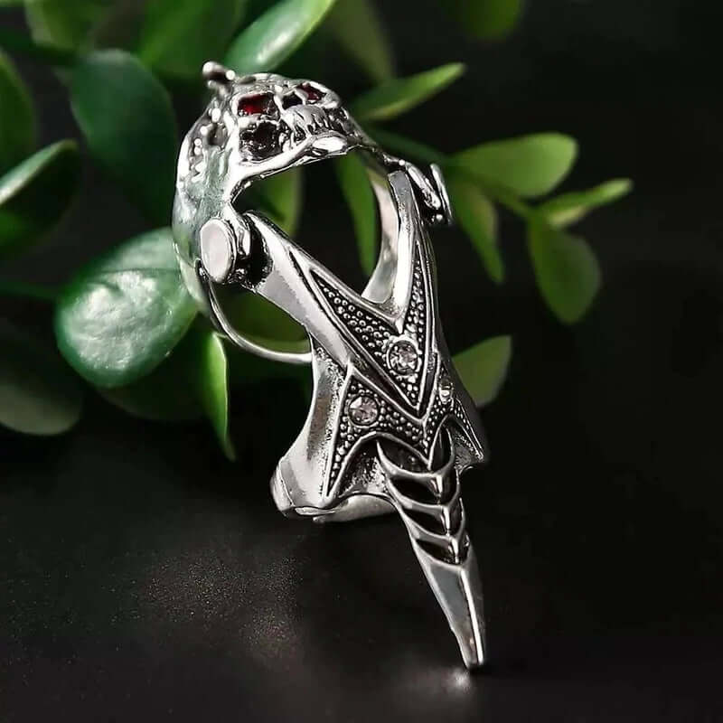 REDEYEKULL - Red Eye Skull Adjustable Knuckle Joint Full Finger Ring for Men & Boys - THE MEN THING