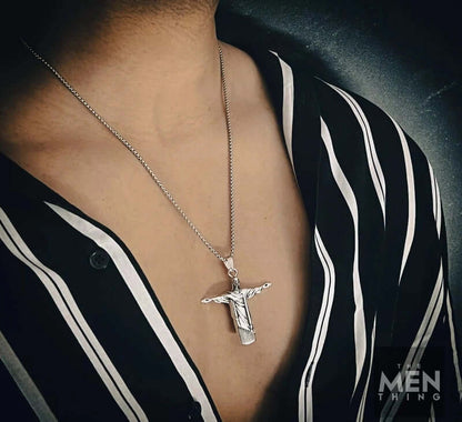 REEDEMER - Alloy Jesus Pendant with Stainless Steel  24inch Round Box Chain, American trending Style for Men & Boy - THE MEN THING