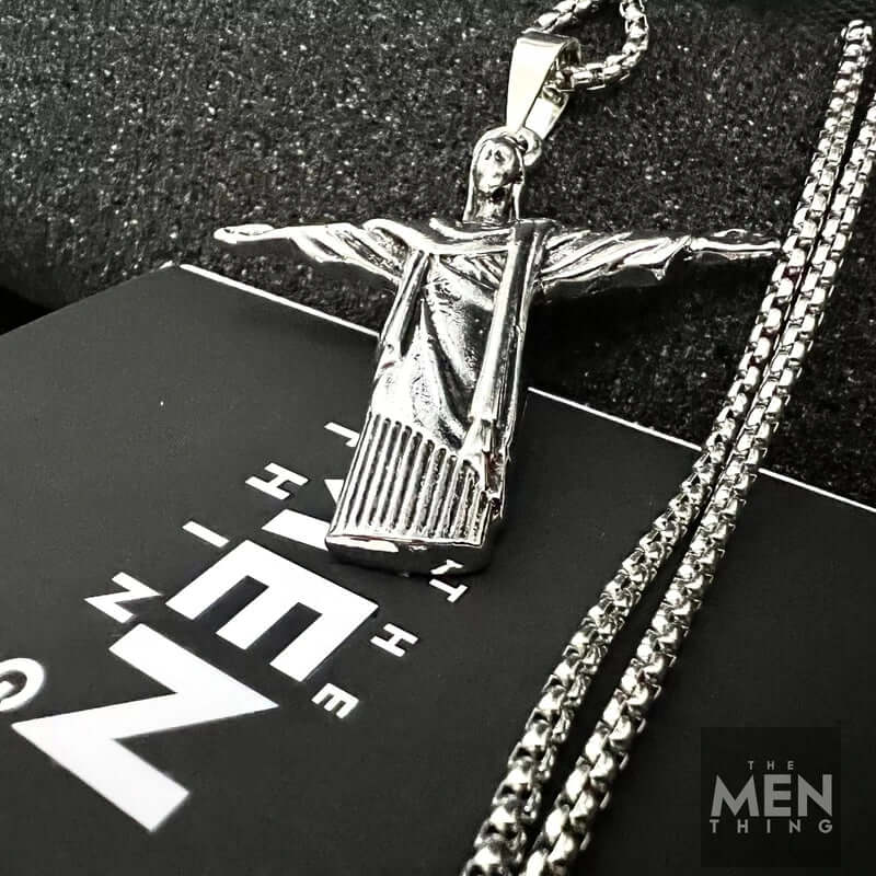 REEDEMER - Alloy Jesus Pendant with Stainless Steel  24inch Round Box Chain, American trending Style for Men & Boy - THE MEN THING