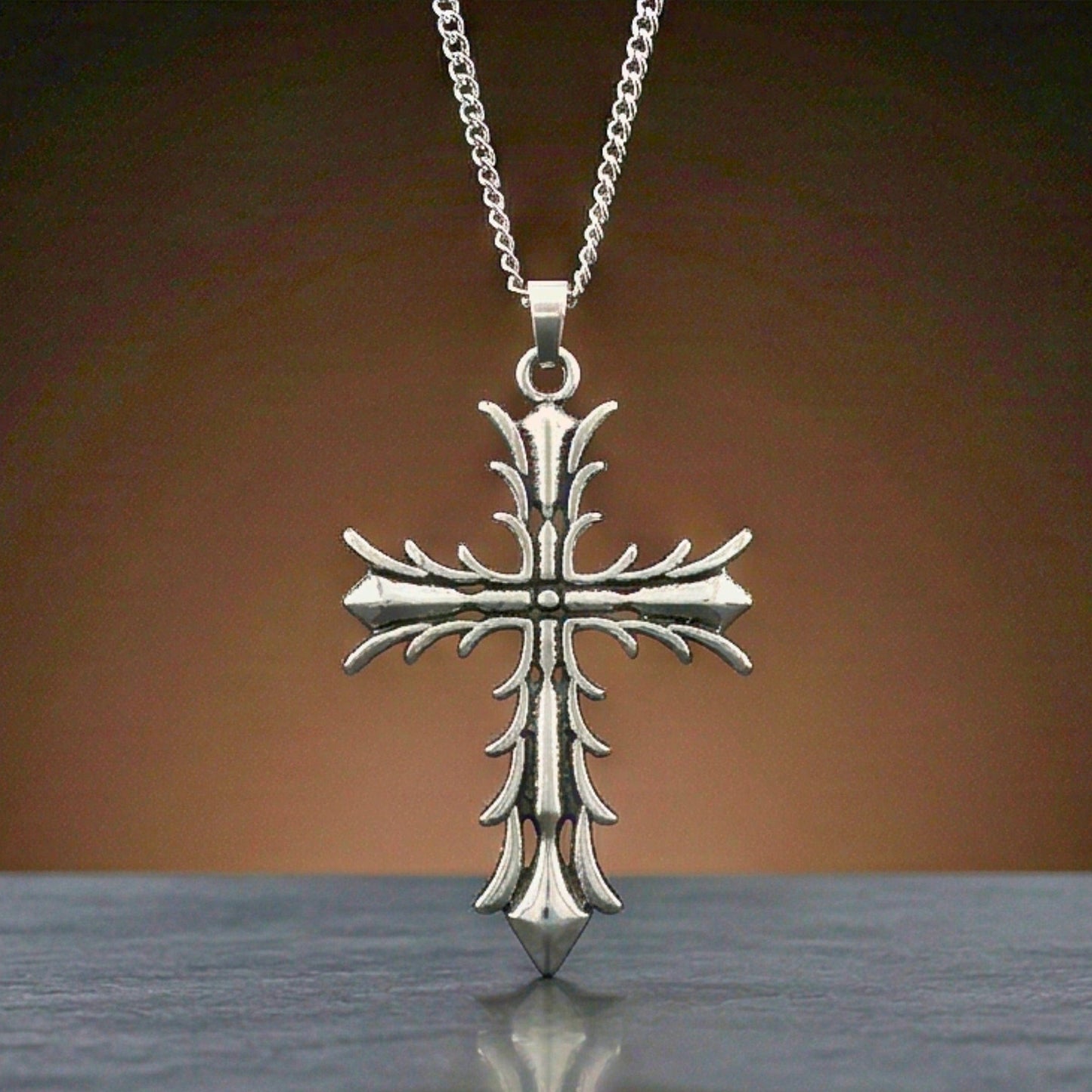 REGAL CROSS - 31mm Pure Titanium Steel Pendant with 27inch Curb 3mm Chain for Men & Boys - THE MEN THING