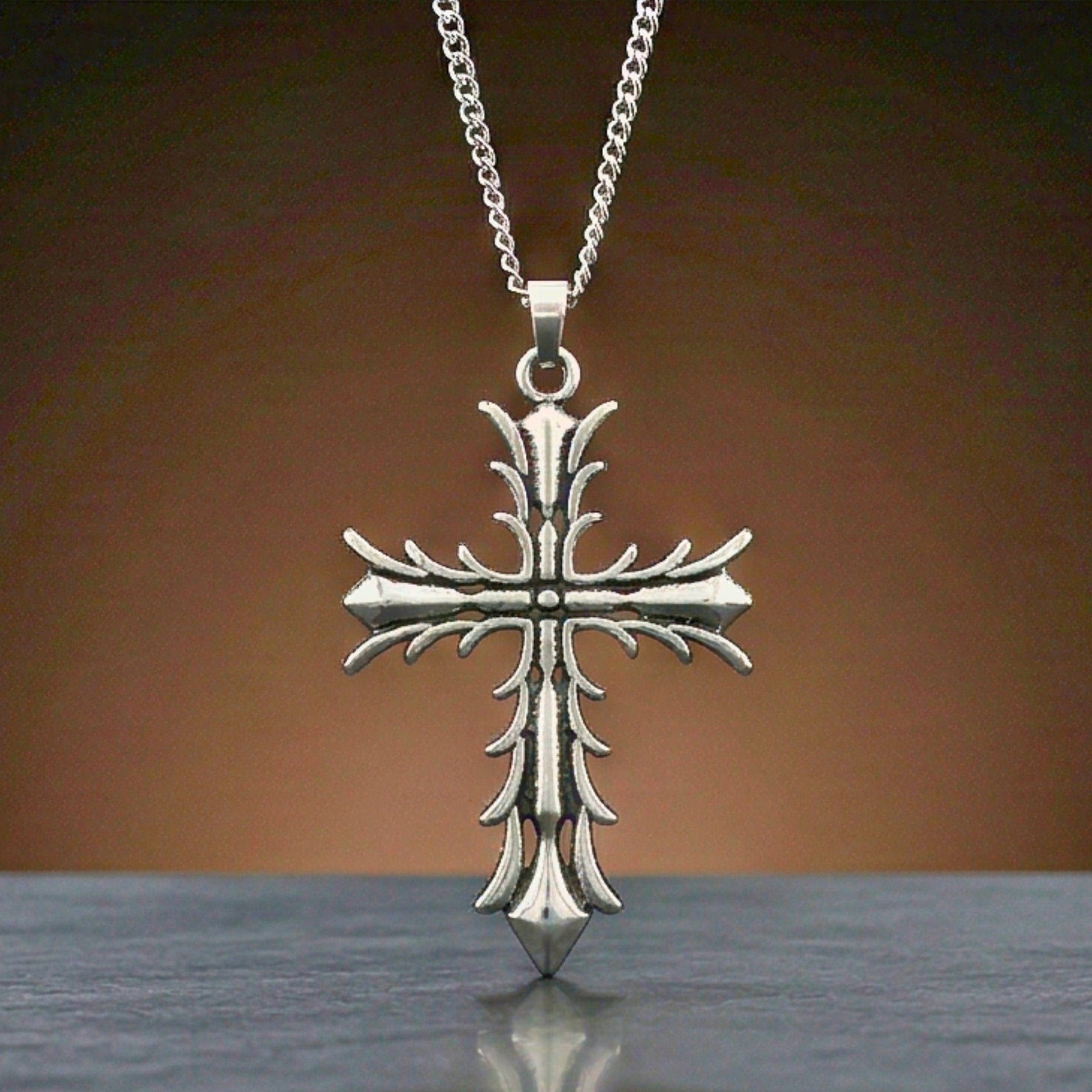 REGAL CROSS - 31mm Pure Titanium Steel Pendant with 27inch Curb 3mm Chain for Men & Boys - THE MEN THING