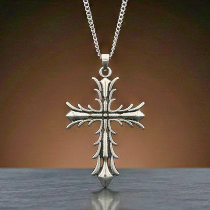 REGAL CROSS - 31mm Pure Titanium Steel Pendant with 27inch Curb 3mm Chain for Men & Boys - THE MEN THING
