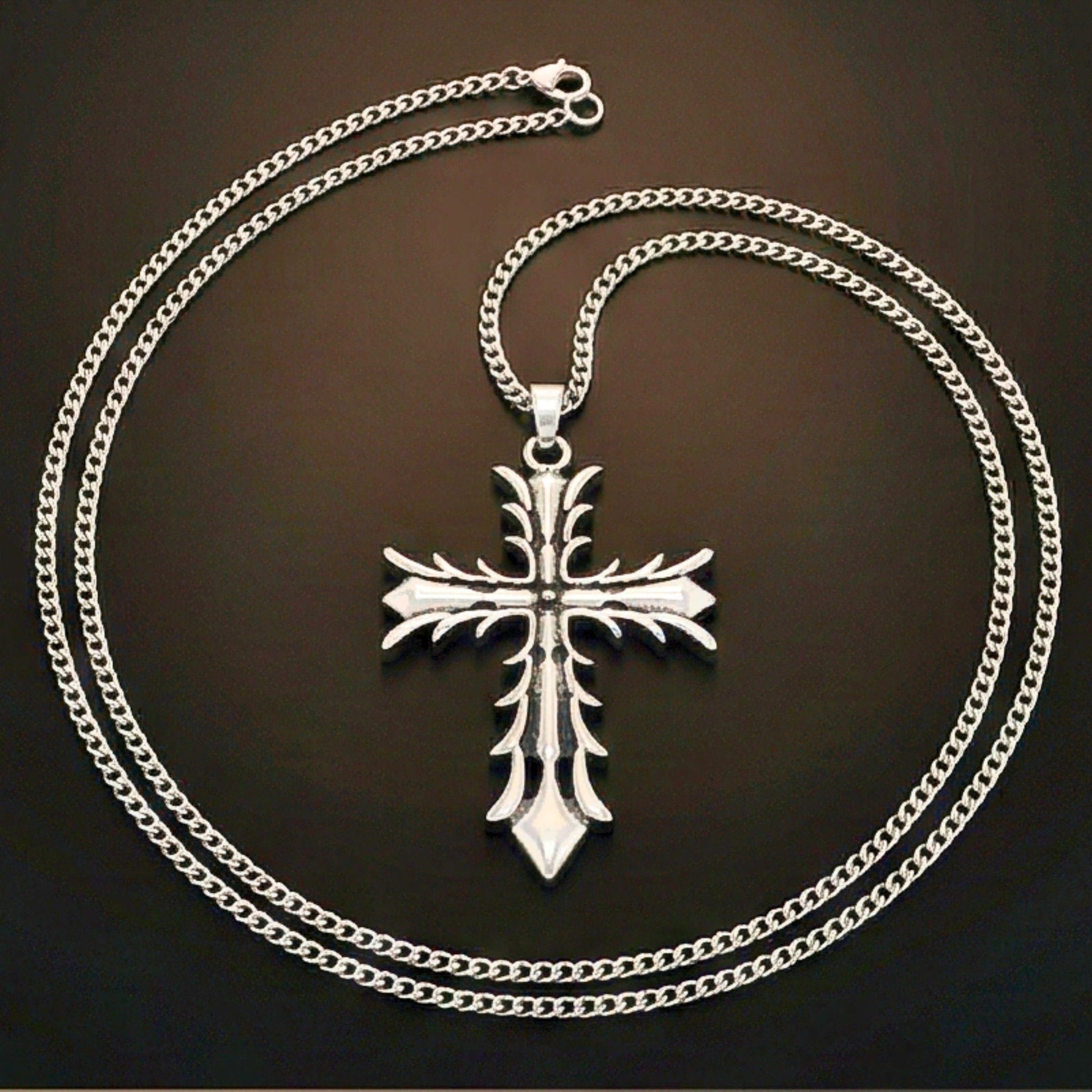 REGAL CROSS - 31mm Pure Titanium Steel Pendant with 27inch Curb 3mm Chain for Men & Boys - THE MEN THING