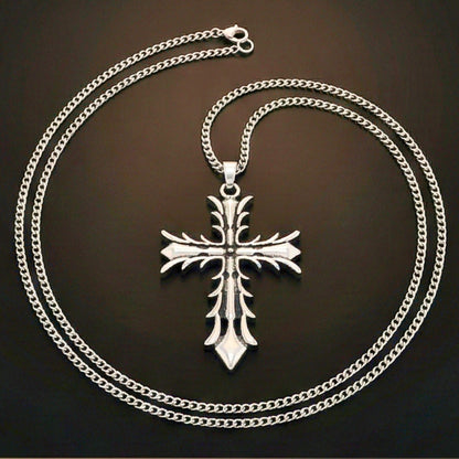 REGAL CROSS - 31mm Pure Titanium Steel Pendant with 27inch Curb 3mm Chain for Men & Boys - THE MEN THING