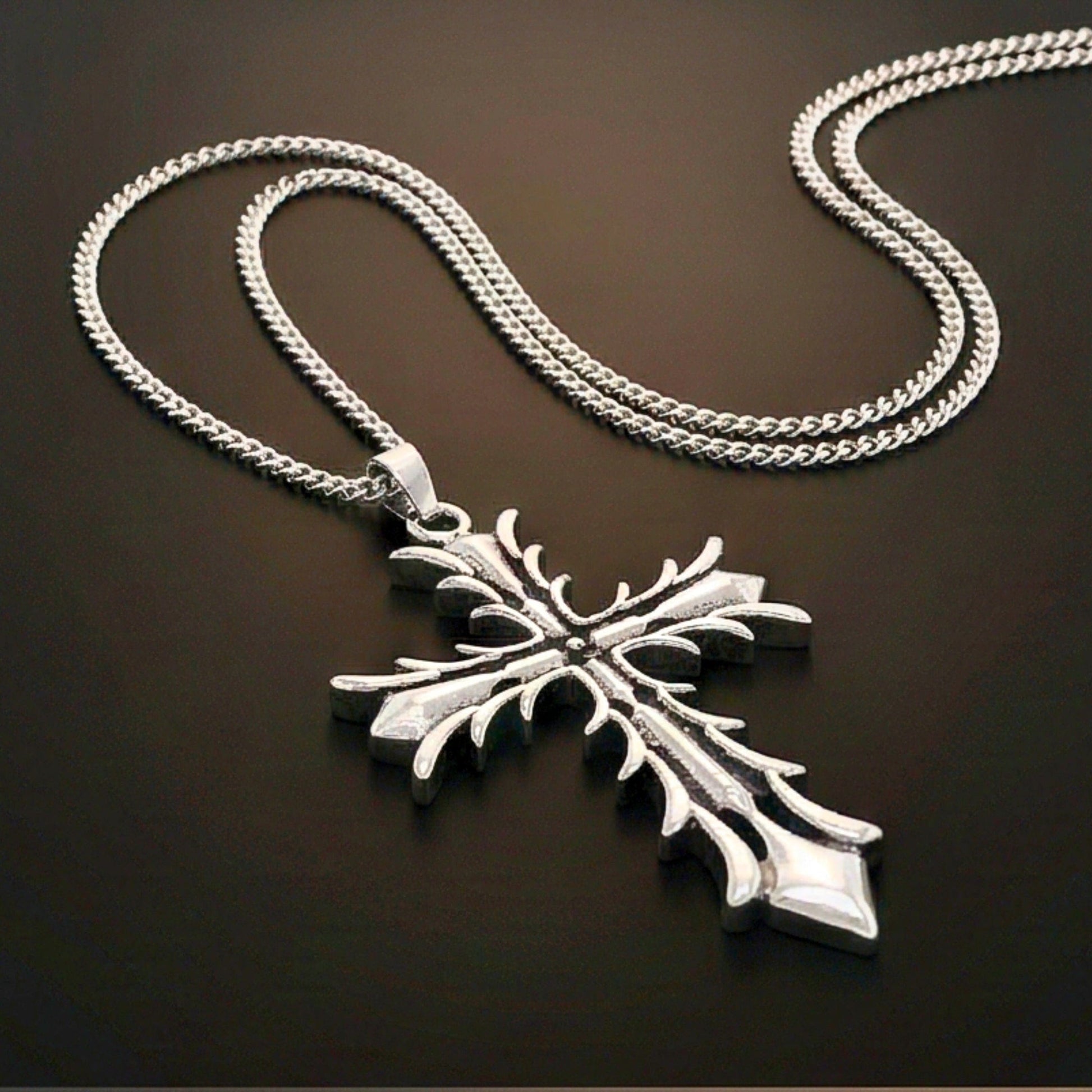 REGAL CROSS - 31mm Pure Titanium Steel Pendant with 27inch Curb 3mm Chain for Men & Boys - THE MEN THING