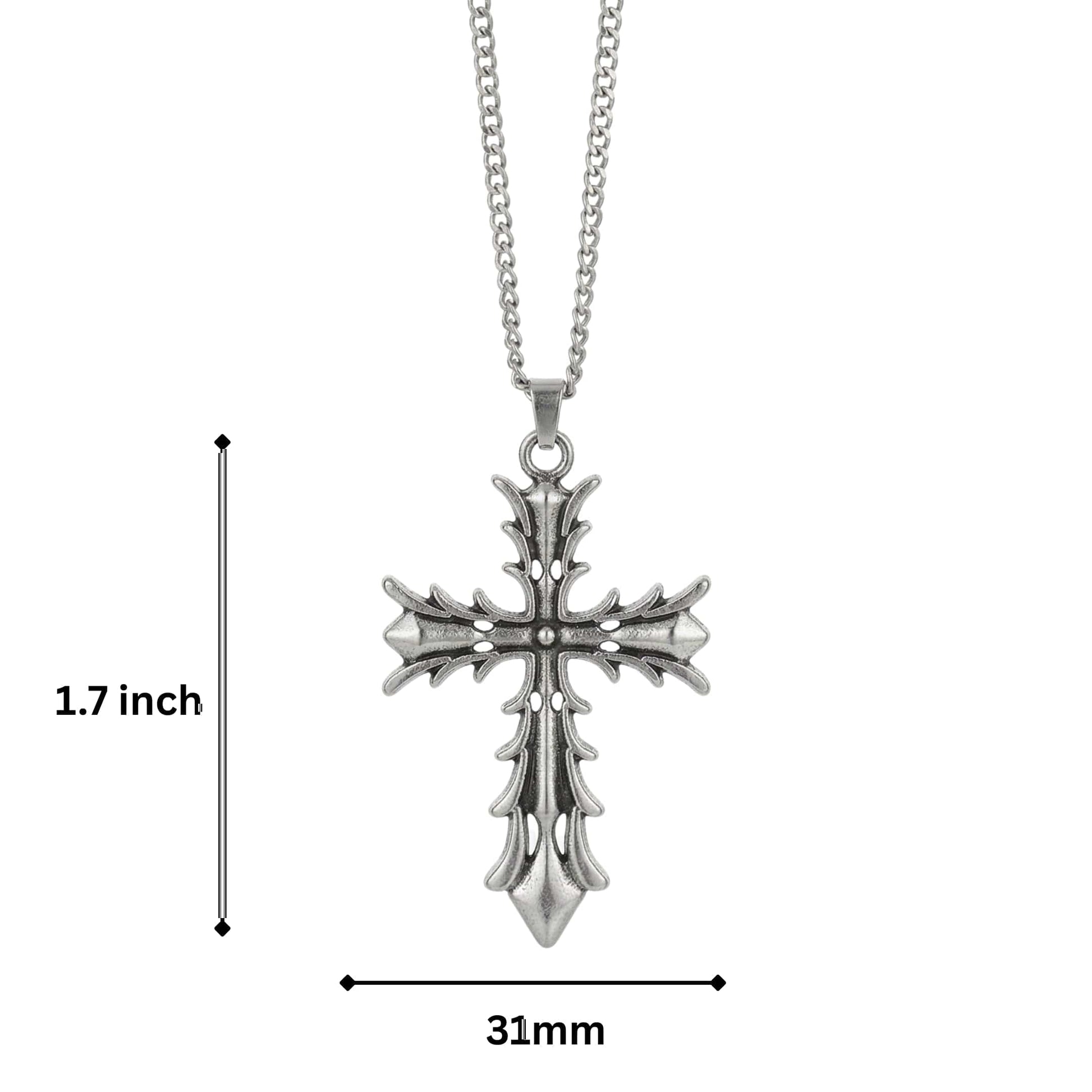 REGAL CROSS - 31mm Pure Titanium Steel Pendant with 27inch Curb 3mm Chain for Men & Boys - THE MEN THING