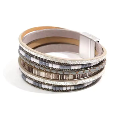 REGALIA - Gray Genuine Braided Leather Bracelet Set for Men & Boys (8 inch) - THE MEN THING
