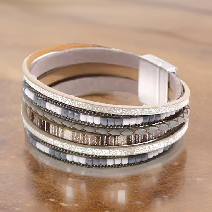 REGALIA - Gray Genuine Braided Leather Bracelet Set for Men & Boys (8 inch) - THE MEN THING