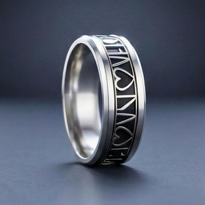 REGALIA HEART RING - Pure Stainless Steel Men’s Steel-Plated Ring (Size : 28) - THE MEN THING