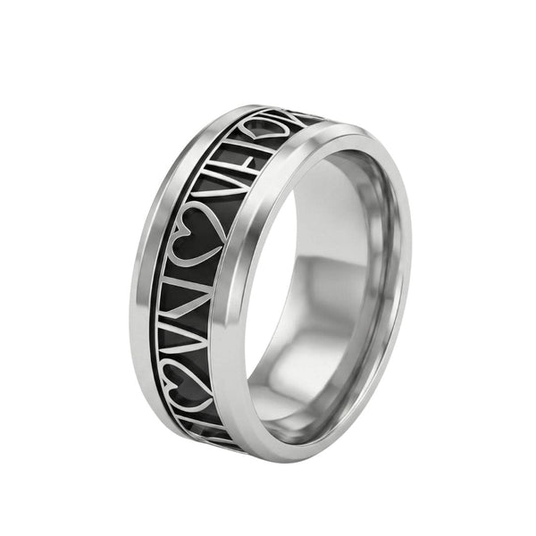 REGALIA HEART RING - Pure Stainless Steel Men’s Steel-Plated Ring (Size : 28)