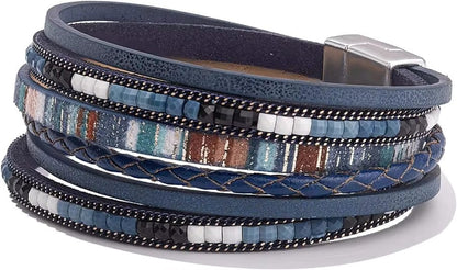 REGALIA - Navy Genuine Braided Leather Bracelet Set for Men & Boys (8 inch) - THE MEN THING